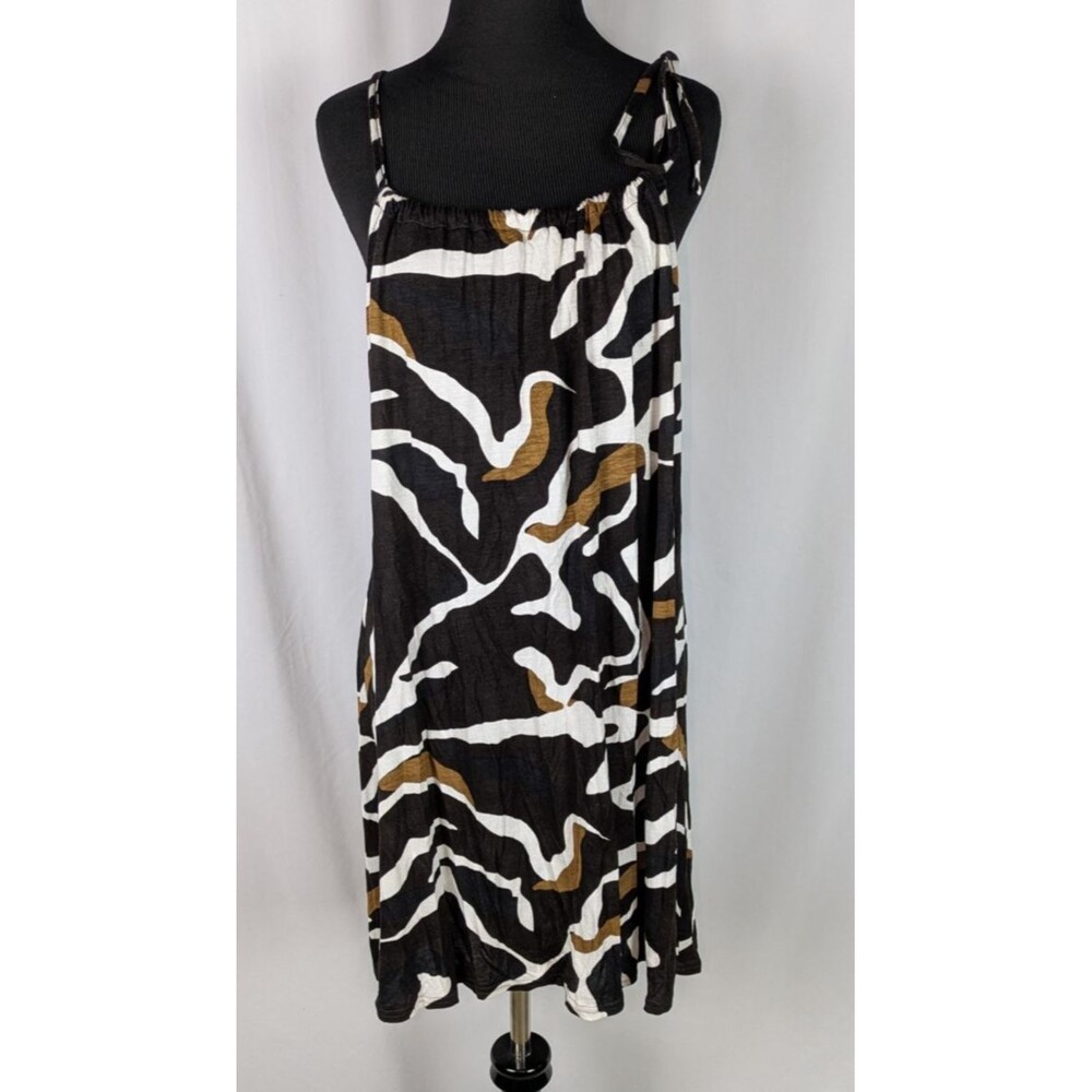 Faded Glory Abstract Zebra Print Tie Shoulder Swim Dress Cover Up L 12 14 Beach